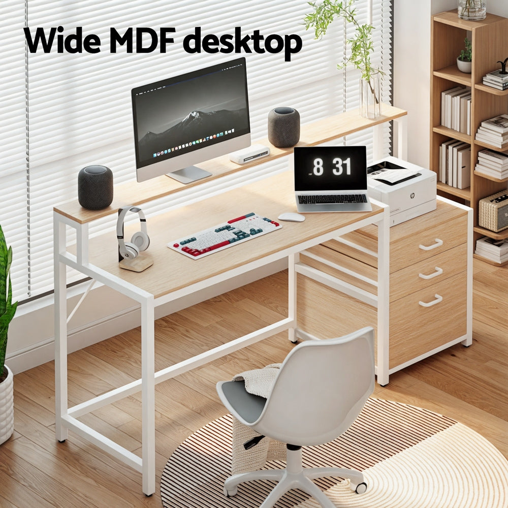 Artiss Computer Desk Home Office Study Table Desks w/Drawers Open Shelf Oak 160CM-Furniture &gt; Office &gt; Desks-PEROZ Accessories