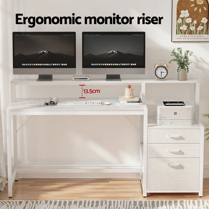Artiss Computer Desk Home Office Study Table Desks w/Drawers Open Shelf White 160CM-Furniture &gt; Office &gt; Desks-PEROZ Accessories