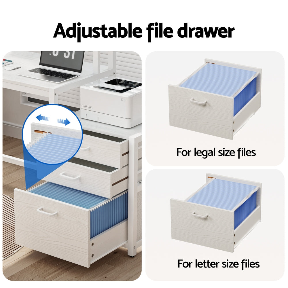 Artiss Computer Desk Home Office Study Table Desks w/Drawers Open Shelf White 160CM-Furniture &gt; Office &gt; Desks-PEROZ Accessories