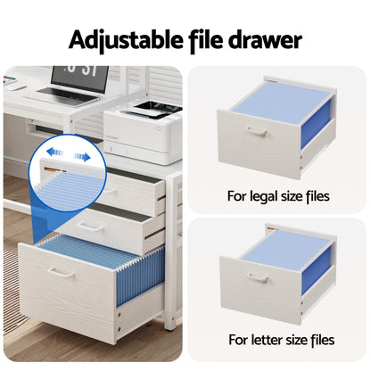 Artiss Computer Desk Home Office Study Table Desks w/Drawers Open Shelf White 160CM-Furniture &gt; Office &gt; Desks-PEROZ Accessories