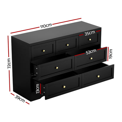 Artiss 7 Chest of Drawers Dresser Table Black-Furniture &gt; Bedroom &gt; Dressers-PEROZ Accessories