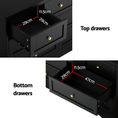 Artiss 7 Chest of Drawers Dresser Table Black-Furniture &gt; Bedroom &gt; Dressers-PEROZ Accessories