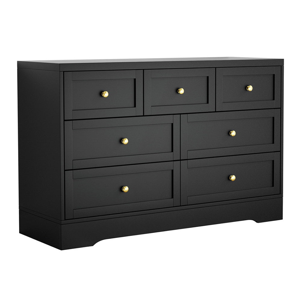 Artiss 7 Chest of Drawers Dresser Table Black-Furniture &gt; Bedroom &gt; Dressers-PEROZ Accessories