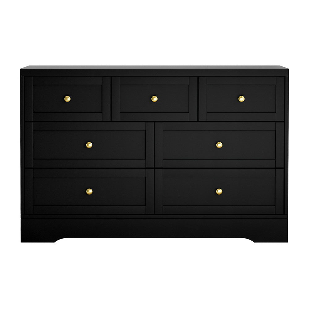 Artiss 7 Chest of Drawers Dresser Table Black-Furniture &gt; Bedroom &gt; Dressers-PEROZ Accessories