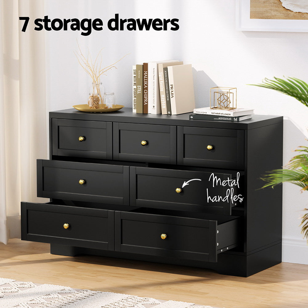 Artiss 7 Chest of Drawers Dresser Table Black-Furniture &gt; Bedroom &gt; Dressers-PEROZ Accessories