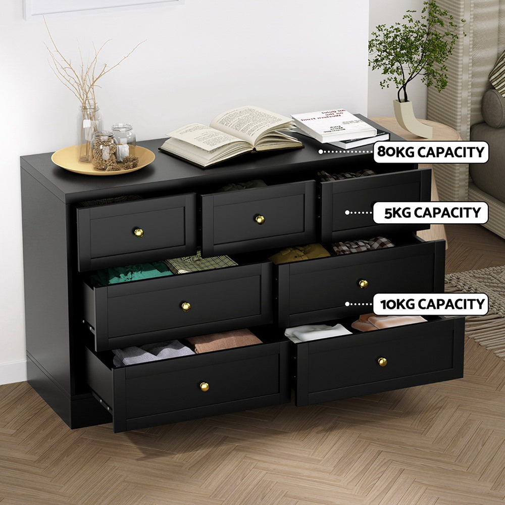 Artiss 7 Chest of Drawers Dresser Table Black-Furniture &gt; Bedroom &gt; Dressers-PEROZ Accessories