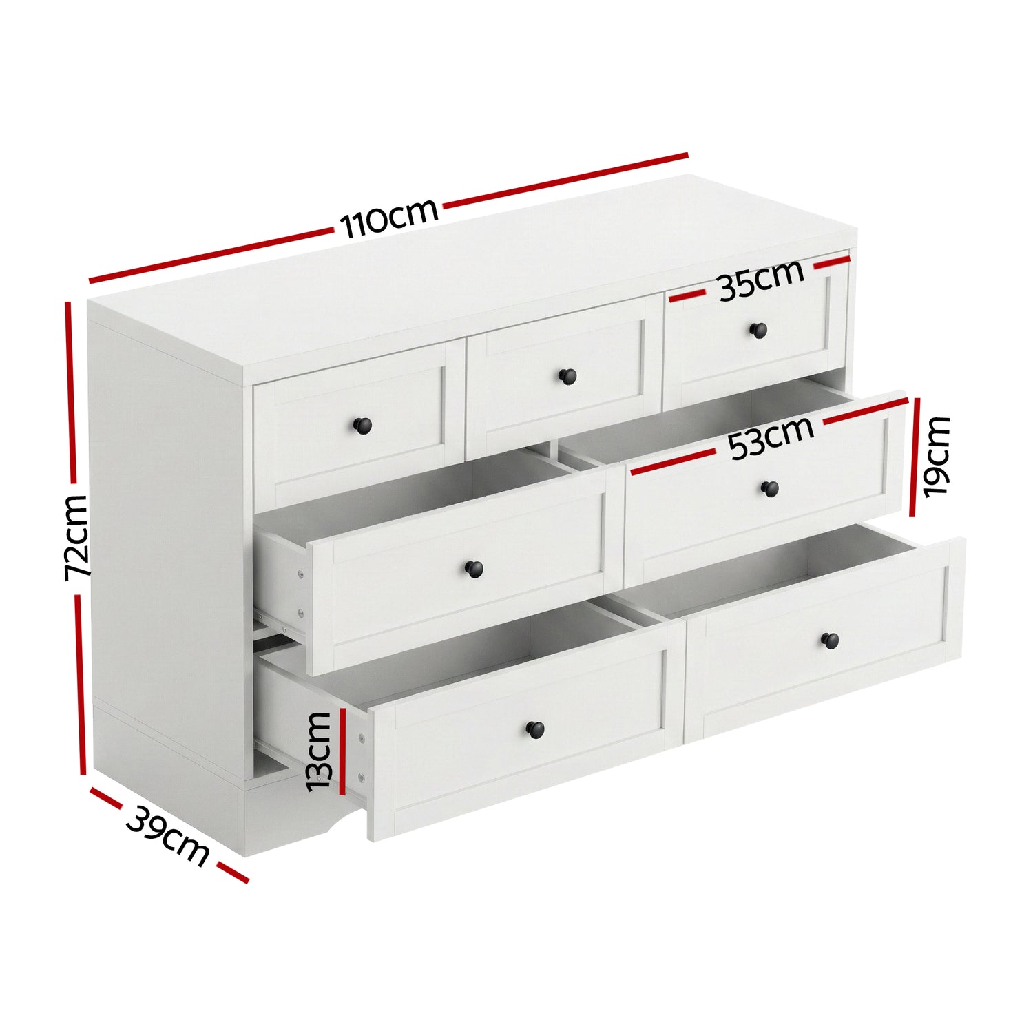 Artiss 7 Chest of Drawers Dresser Table White-Furniture > Bedroom > Dressers-PEROZ Accessories