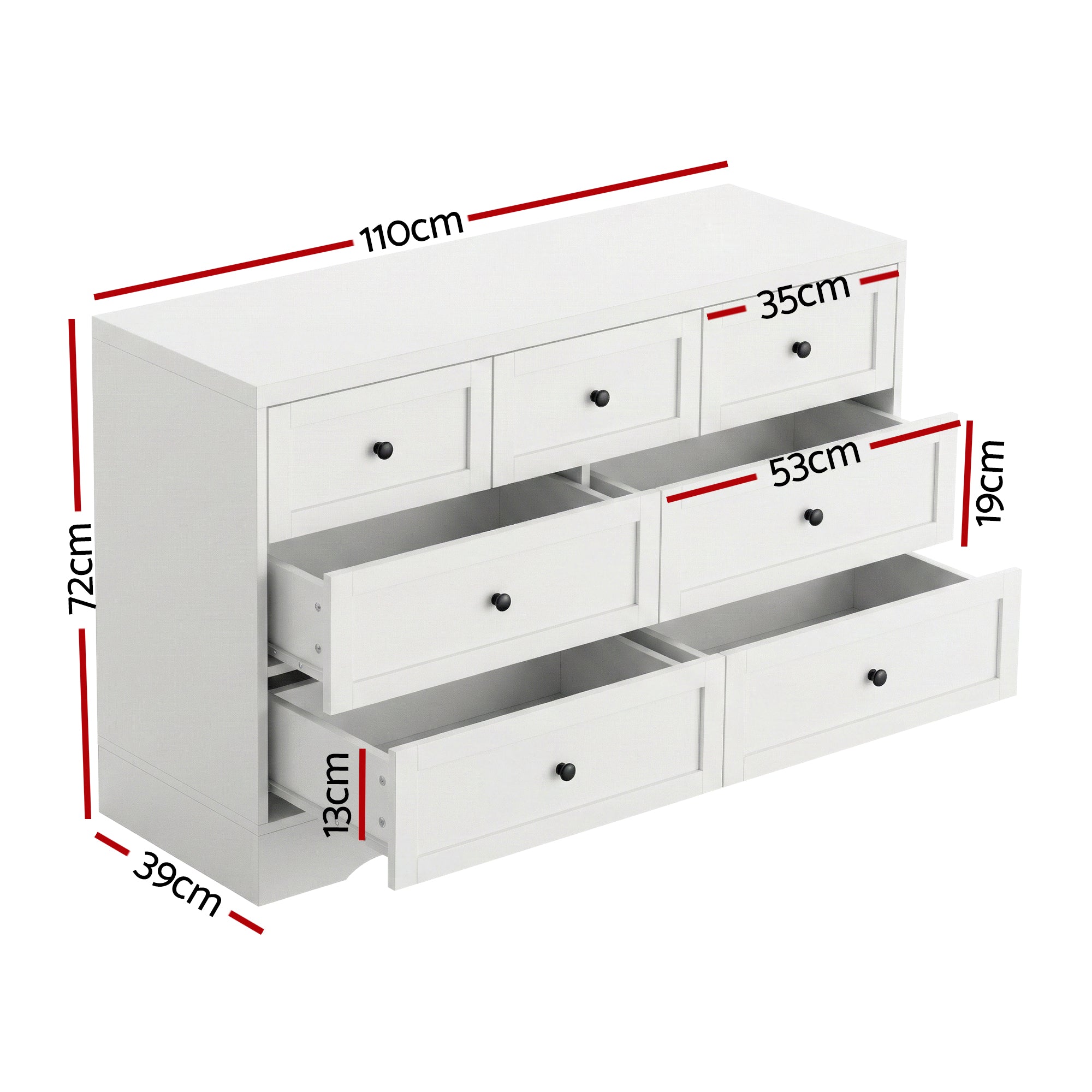 Artiss 7 Chest of Drawers Dresser Table White-Furniture > Bedroom > Dressers-PEROZ Accessories