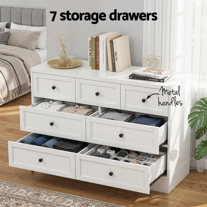 Artiss 7 Chest of Drawers Dresser Table White-Furniture > Bedroom > Dressers-PEROZ Accessories