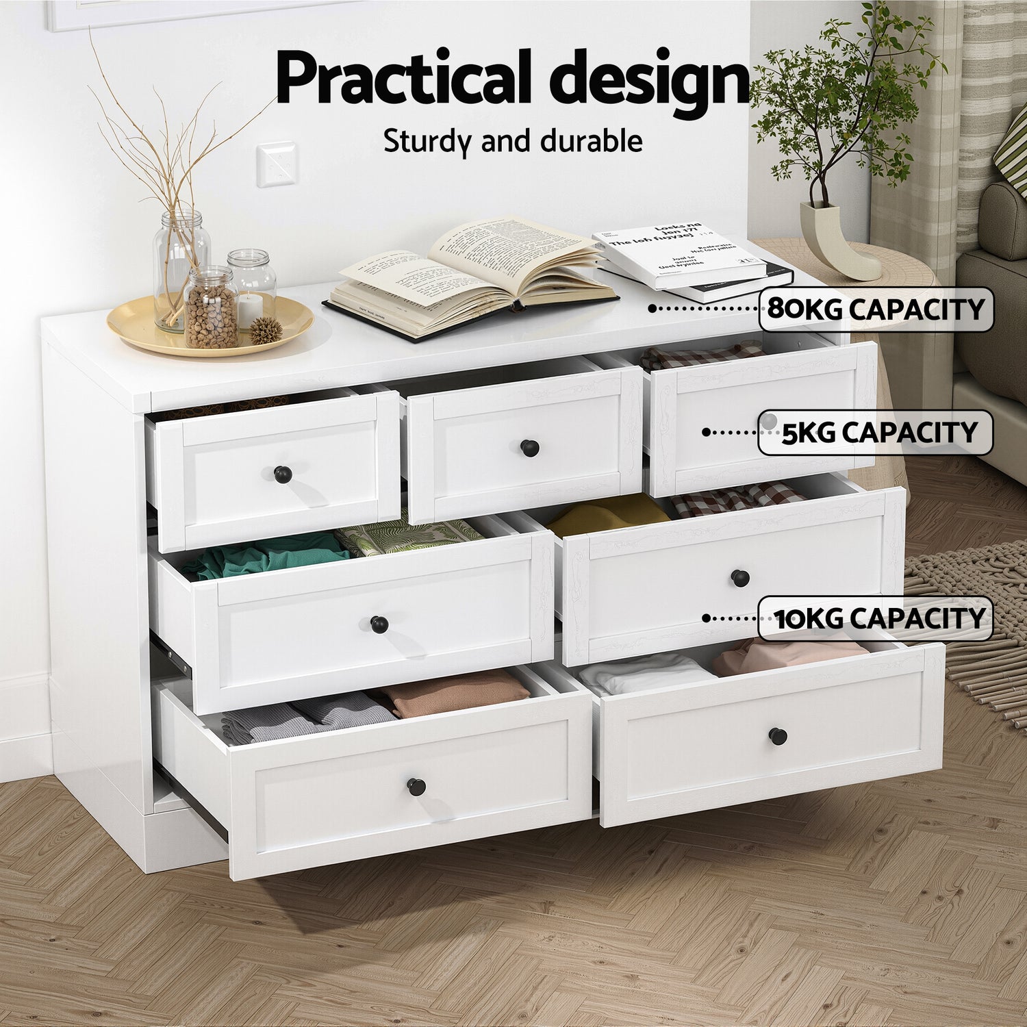Artiss 7 Chest of Drawers Dresser Table White-Furniture > Bedroom > Dressers-PEROZ Accessories