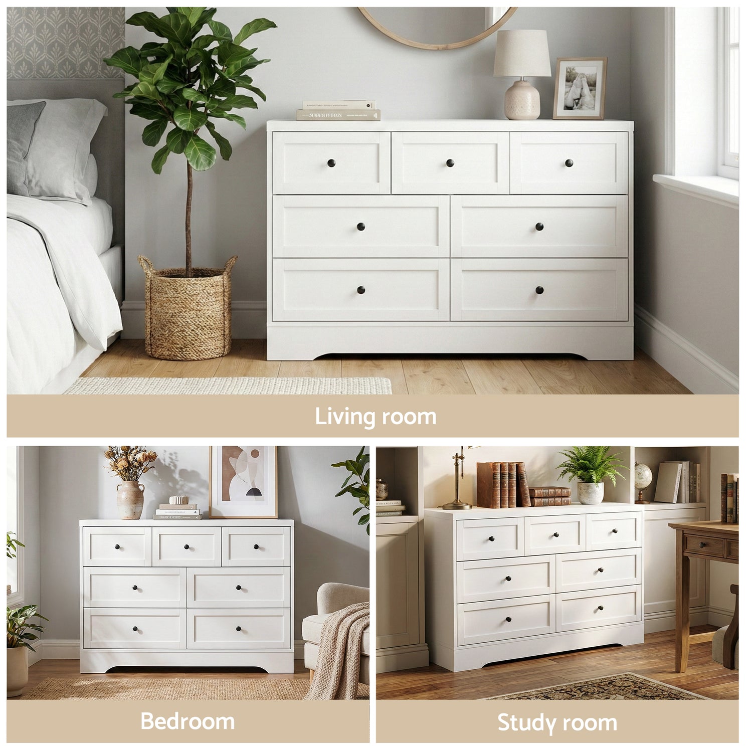 Artiss 7 Chest of Drawers Dresser Table White-Furniture > Bedroom > Dressers-PEROZ Accessories