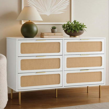 Artiss Chest of 6 Drawers Lowboy Cabinet White-Furniture &gt; Office &gt; Storage Cabinets-PEROZ Accessories