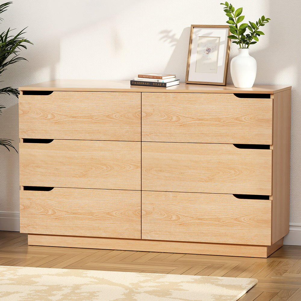 Artiss 6 Chest of Drawers Dresser Table Pine-Furniture &gt; Bedroom &gt; Dressers-PEROZ Accessories