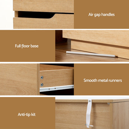 Artiss 6 Chest of Drawers Dresser Table Pine-Furniture &gt; Bedroom &gt; Dressers-PEROZ Accessories