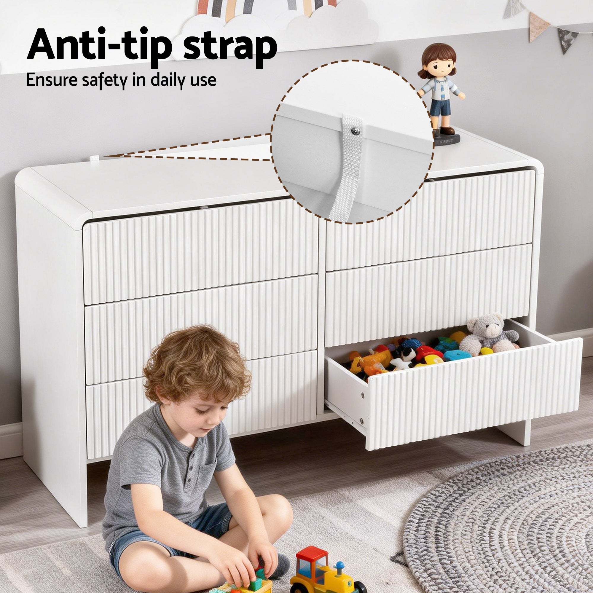 Artiss 6 Chest of Drawers Dresser Cabinet White-Furniture > Bedroom > Dressers-PEROZ Accessories
