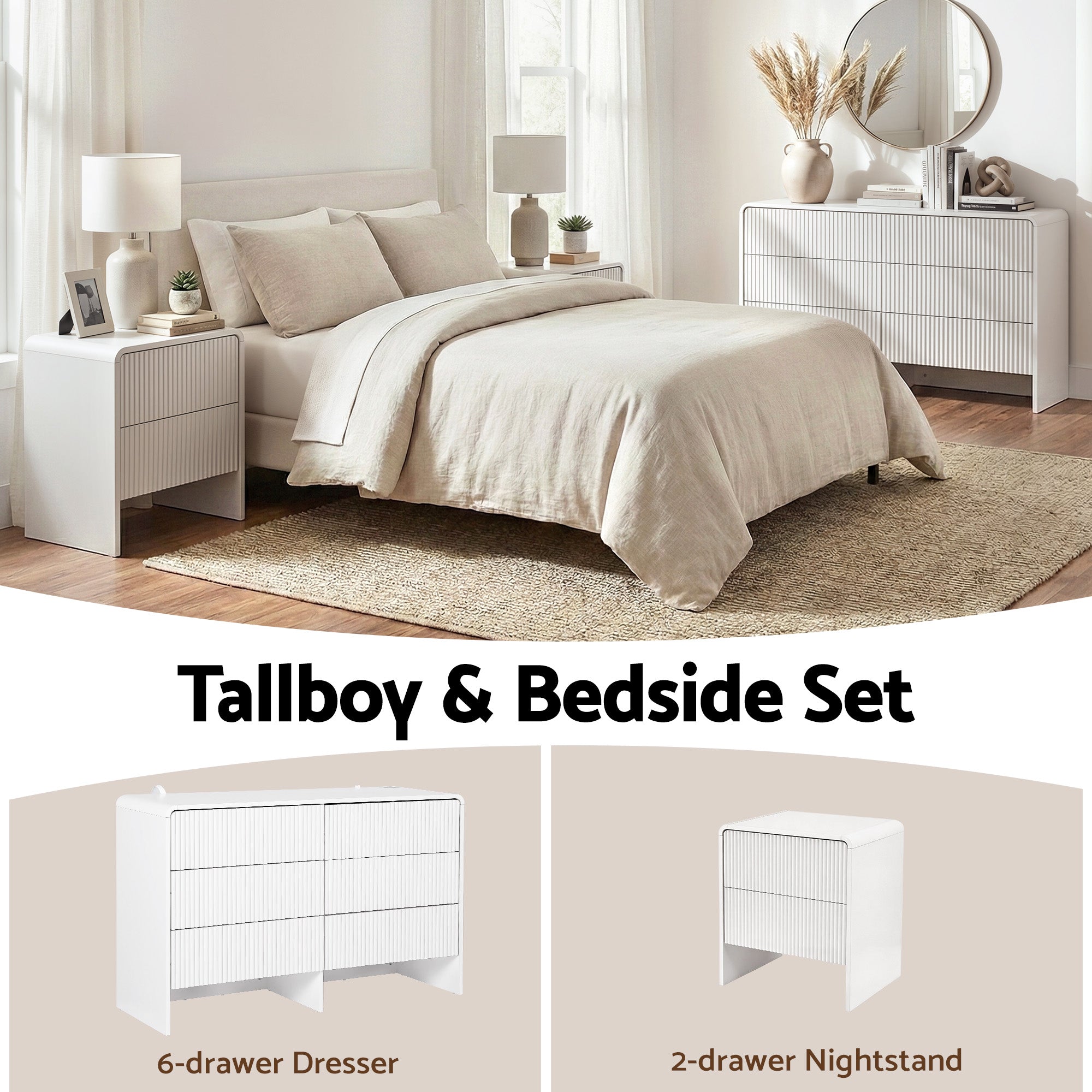 Artiss 6 Chest of Drawers Dresser Cabinet White-Furniture > Bedroom > Dressers-PEROZ Accessories