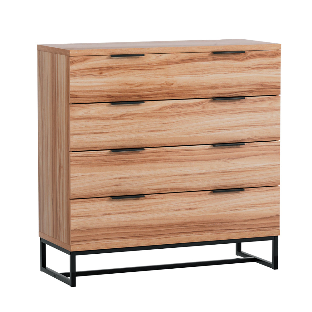 Artiss 4 Chest of Drawers Cabinet Dresser Table Tallboy Storage Bedroom Rust Oak-Furniture &gt; Bedroom-PEROZ Accessories
