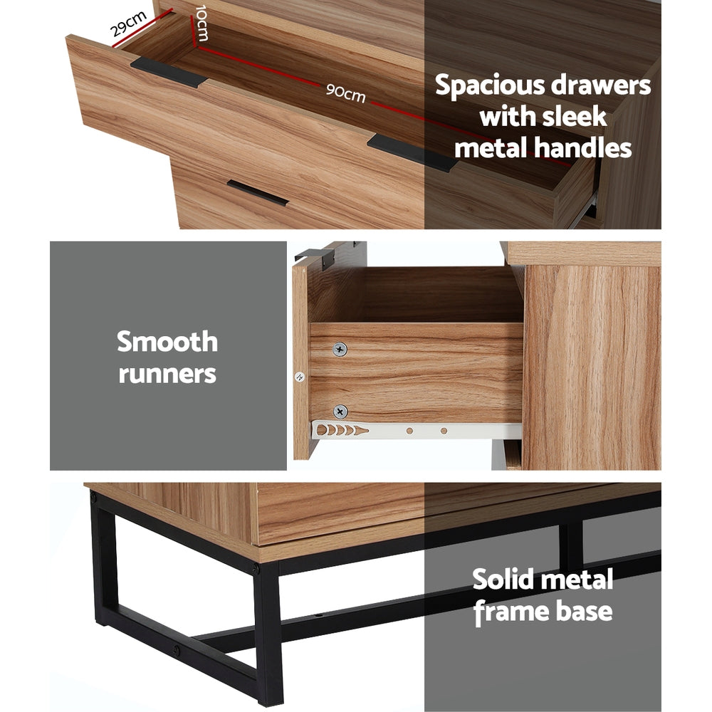 Artiss 4 Chest of Drawers Cabinet Dresser Table Tallboy Storage Bedroom Rust Oak-Furniture &gt; Bedroom-PEROZ Accessories