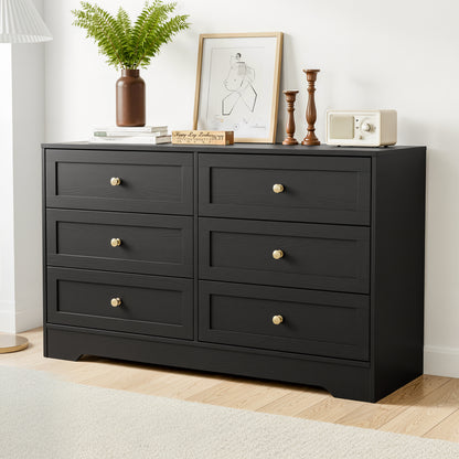Artiss 6 Chest of Drawers Tallboy Cabinet - LEIF Black-Furniture > Bedroom > Dressers-PEROZ Accessories