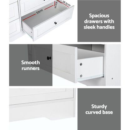 Artiss 6 Chest of Drawers - LEIF White-Furniture &gt; Bedroom-PEROZ Accessories