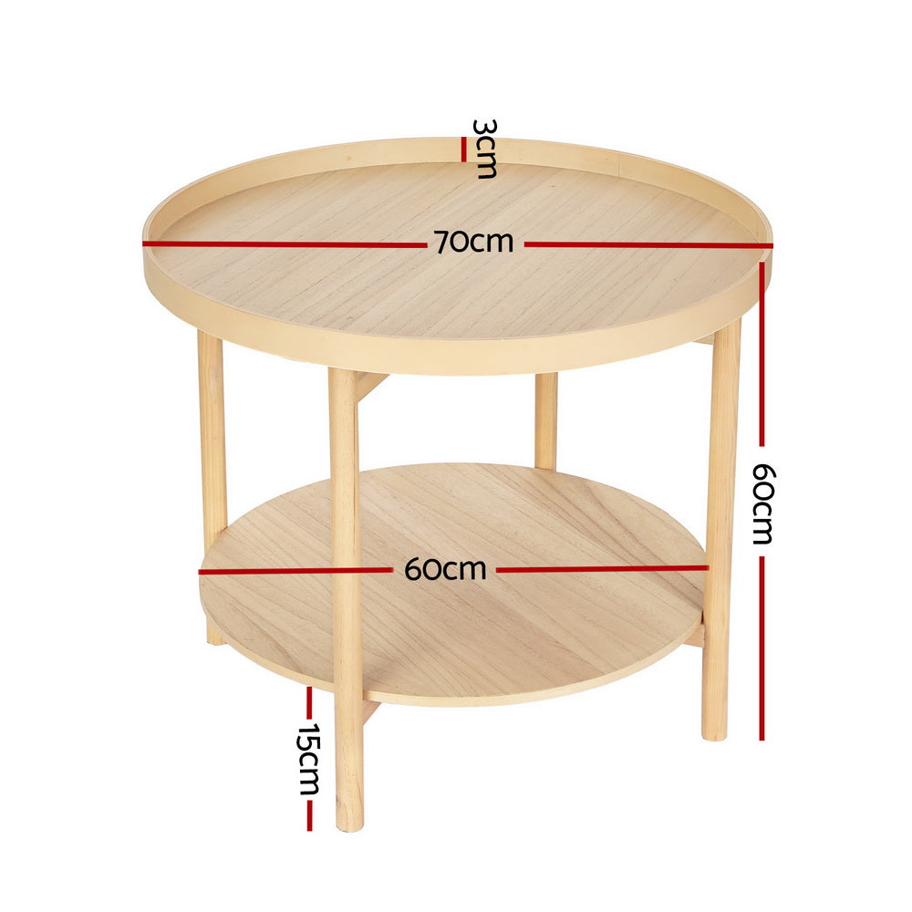 Artiss Coffee Table Side Table Round 70CM-Furniture &gt; Living Room-PEROZ Accessories