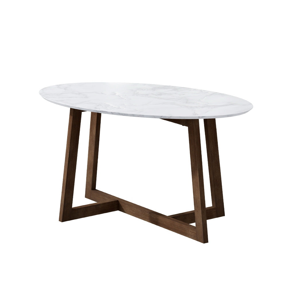 Artiss Coffee Table Oval Marble Effect-Furniture &gt; Living Room &gt; Coffee Tables-PEROZ Accessories