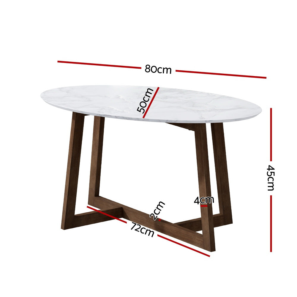 Artiss Coffee Table Oval Marble Effect-Furniture &gt; Living Room &gt; Coffee Tables-PEROZ Accessories