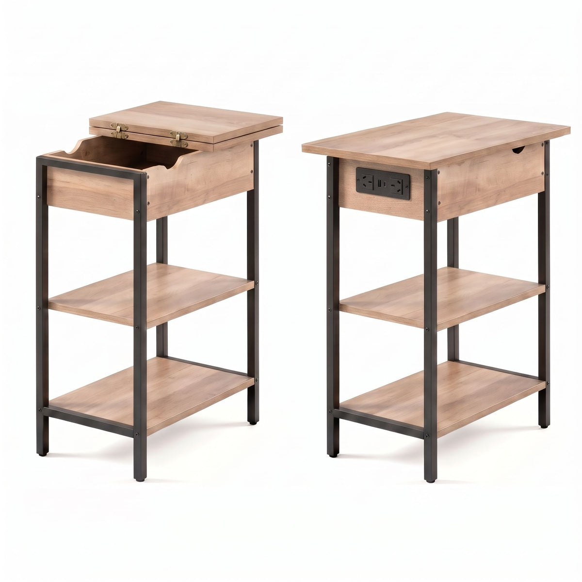 Artiss Coffee Table Set Of 2 Side Bedside End Table Charging Station Flip-Top Storage 60cm Wood-Furniture > Living Room > Coffee Tables-PEROZ Accessories