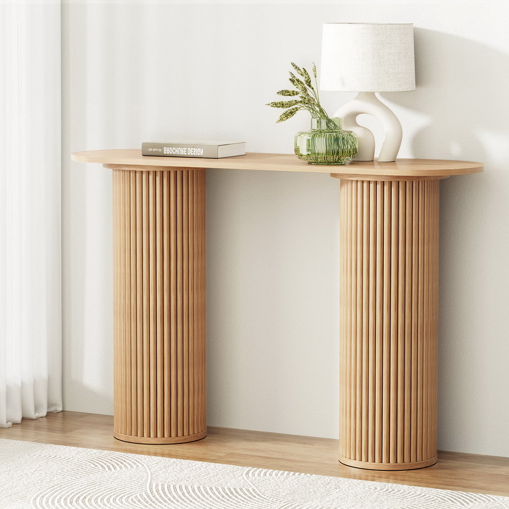 Artiss Console Table Oval 115CM Pine Blake-Furniture &gt; Living Room-PEROZ Accessories