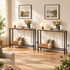 Artiss Set of 2 Narrow Sofa Console Tables with Charging Station, Wood-Furniture > Living Room > Side Tables-PEROZ Accessories