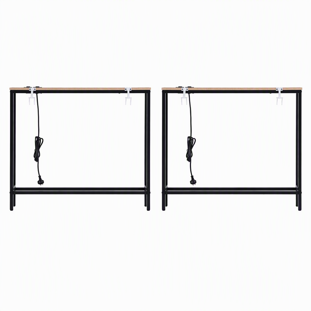 Artiss Set of 2 Narrow Sofa Console Tables with Charging Station, Wood-Furniture > Living Room > Side Tables-PEROZ Accessories