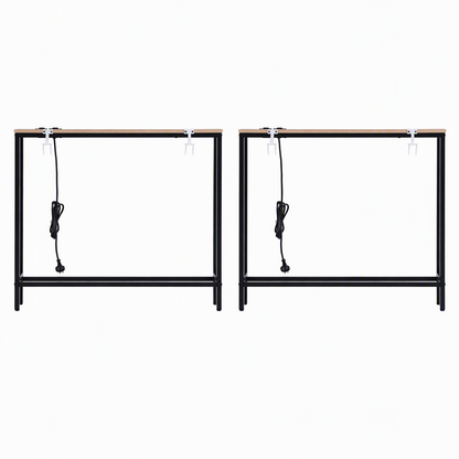 Artiss Set of 2 Narrow Sofa Console Tables with Charging Station, Wood-Furniture > Living Room > Side Tables-PEROZ Accessories