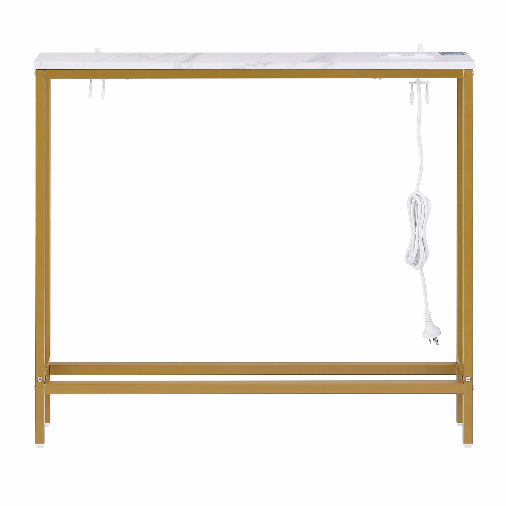 Artiss Console Table Entryway Hallway Display Desk Charging Station Marble Finish White &amp; Gold