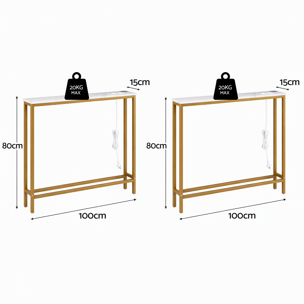 Artiss Console Table Set of 2 with Charging Station Narrow Hallway Table