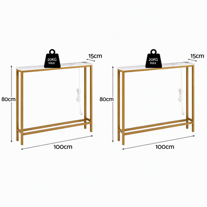 Artiss Console Table Set of 2 with Charging Station Narrow Hallway Table