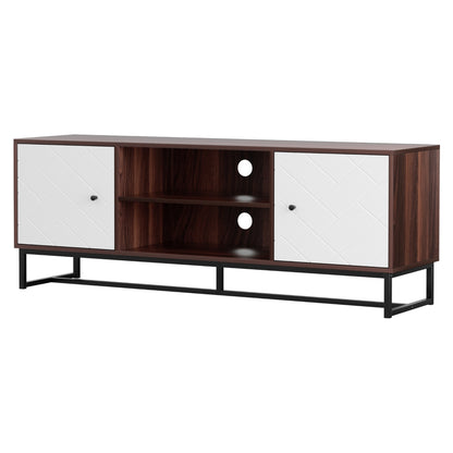 Artiss TV Unit 150cm Storage Shelves Walnut White-Furniture &gt; Living Room &gt; TV Units-PEROZ Accessories