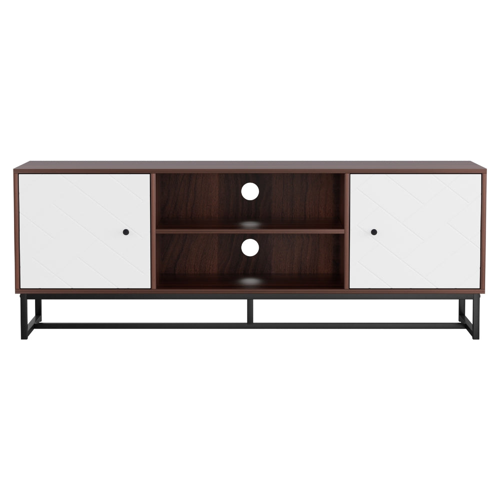 Artiss TV Unit 150cm Storage Shelves Walnut White-Furniture &gt; Living Room &gt; TV Units-PEROZ Accessories