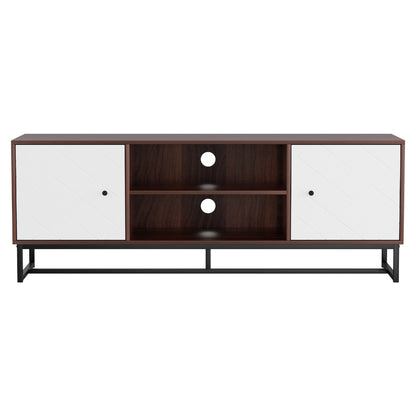 Artiss TV Unit 150cm Storage Shelves Walnut White-Furniture &gt; Living Room &gt; TV Units-PEROZ Accessories