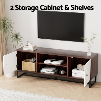 Artiss TV Unit 150cm Storage Shelves Walnut White-Furniture &gt; Living Room &gt; TV Units-PEROZ Accessories