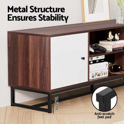Artiss TV Unit 150cm Storage Shelves Walnut White-Furniture &gt; Living Room &gt; TV Units-PEROZ Accessories