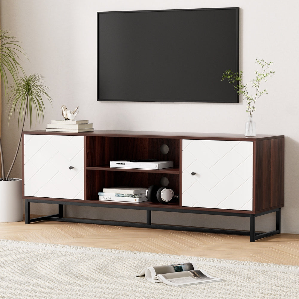 Artiss TV Unit 150cm Storage Shelves Walnut White-Furniture &gt; Living Room &gt; TV Units-PEROZ Accessories