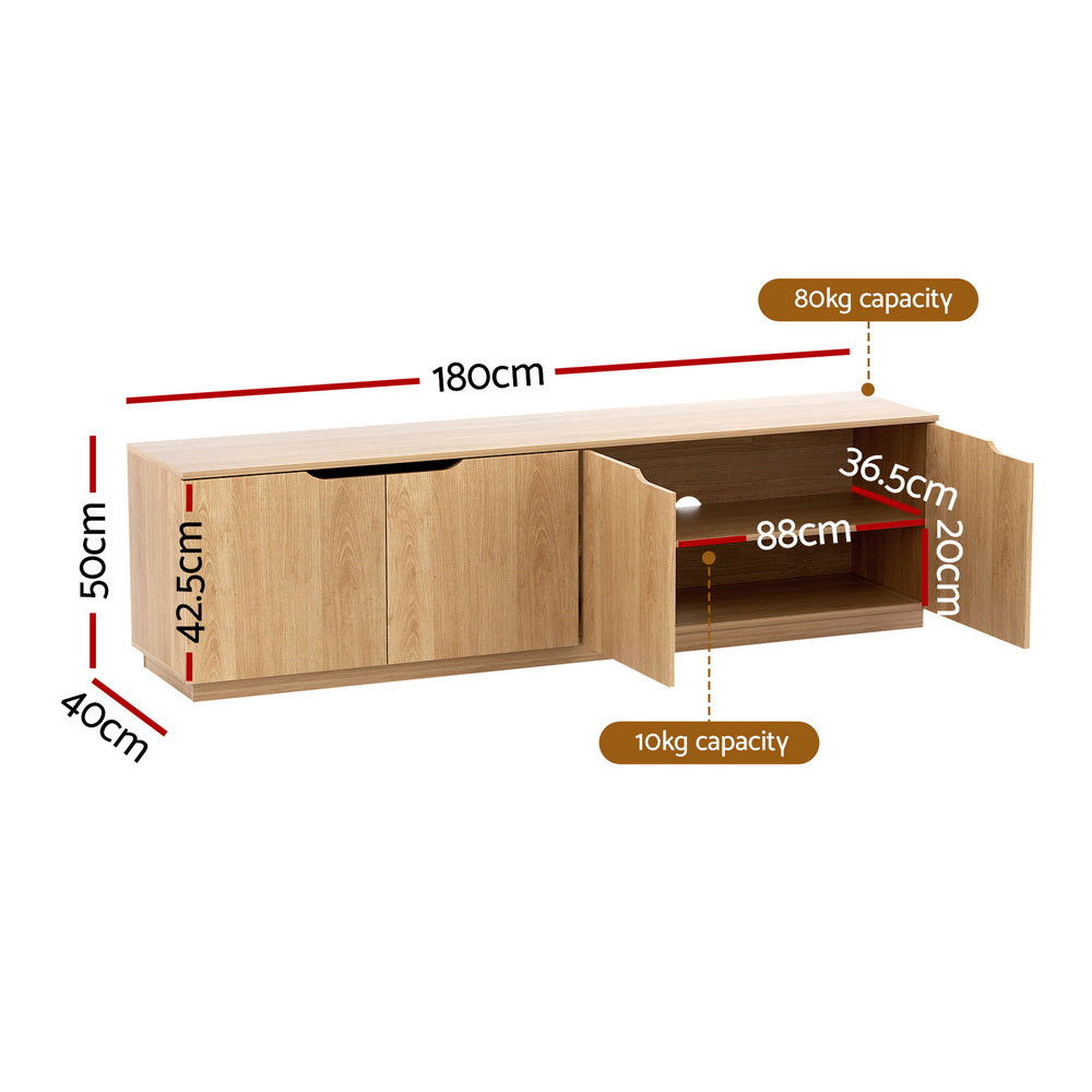 Artiss TV Unit Entertainment Unit Storage Cabinet 180cm Pine-Furniture &gt; Living Room &gt; TV Units-PEROZ Accessories