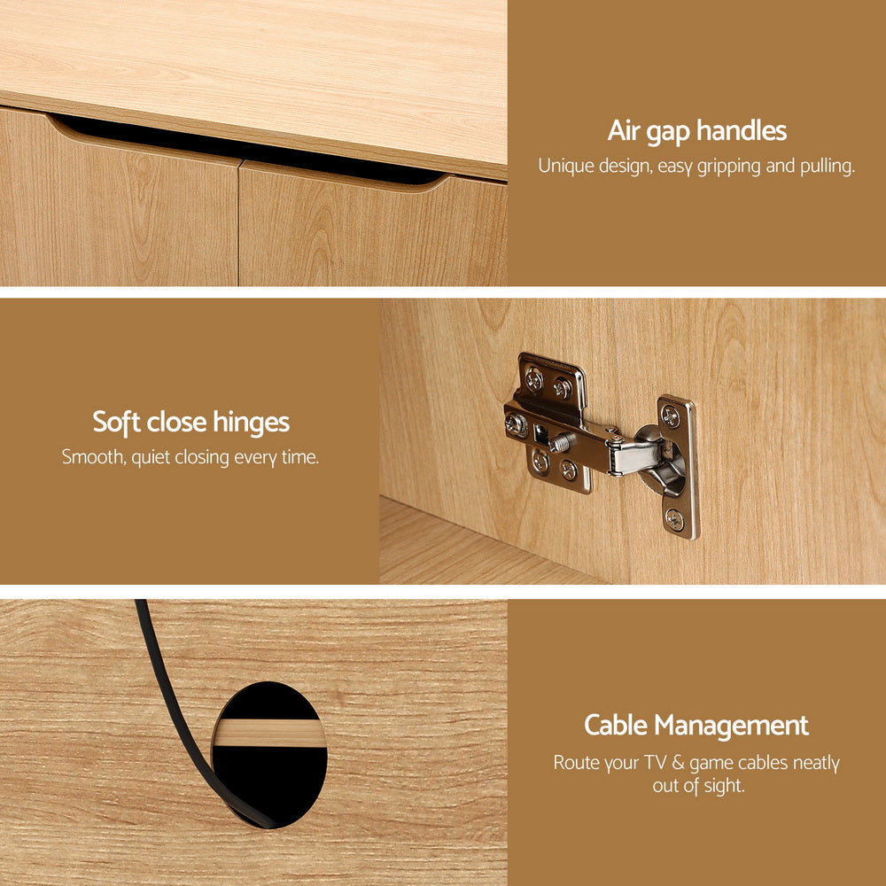 Artiss TV Unit Entertainment Unit Storage Cabinet 180cm Pine-Furniture &gt; Living Room &gt; TV Units-PEROZ Accessories