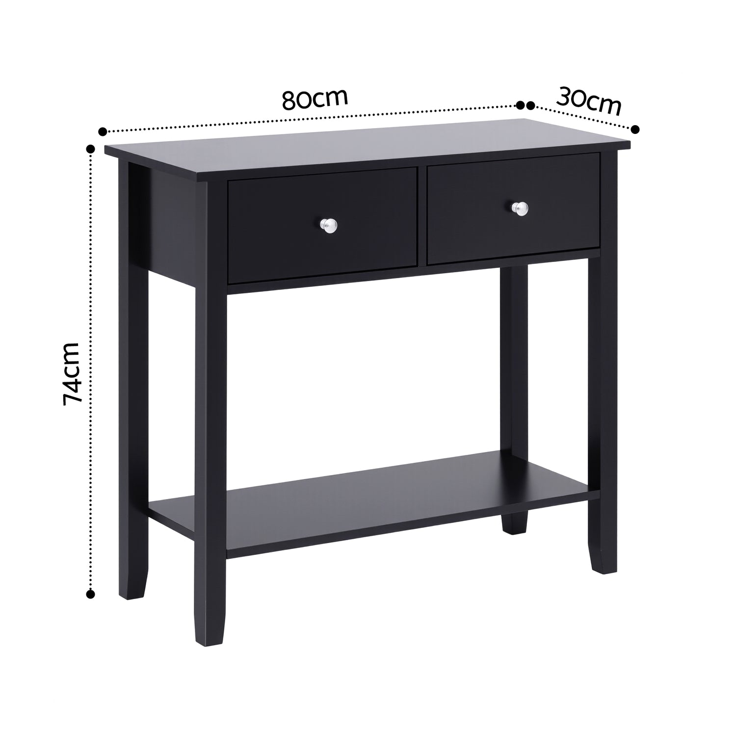 Artiss Console Table Hallway Sofa Entryway Entrance 2 Drawers 80CM Black-Furniture > Living Room > Side Tables-PEROZ Accessories