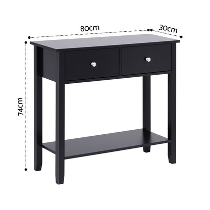 Artiss Console Table Hallway Sofa Entryway Entrance 2 Drawers 80CM Black-Furniture > Living Room > Side Tables-PEROZ Accessories