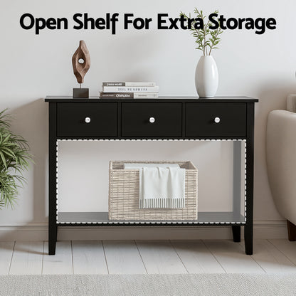 Artiss Console Table Hallway Sofa Entryway Entrance 3 Drawers 100CM Black-Furniture > Living Room > Side Tables-PEROZ Accessories