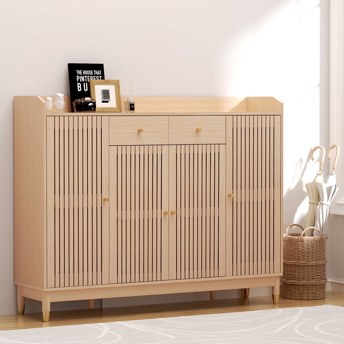 Artiss Shoe Rack Cabinet with Shelves 26 Pairs Pine-Furniture &gt; Living Room &gt; Shoe Storage-PEROZ Accessories