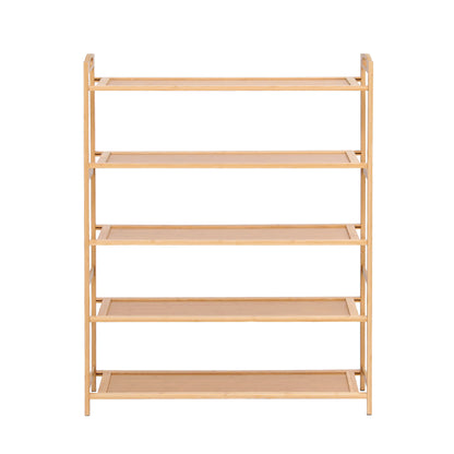Artiss 5 Tier Shoe Rack Bamboo Storage Organiser Pine-Furniture > Living Room > Shoe Storage-PEROZ Accessories