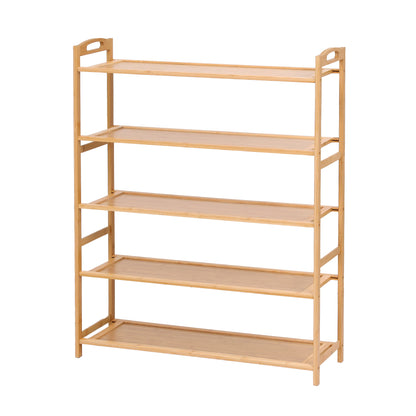 Artiss 5 Tier Shoe Rack Bamboo Storage Organiser Pine-Furniture > Living Room > Shoe Storage-PEROZ Accessories