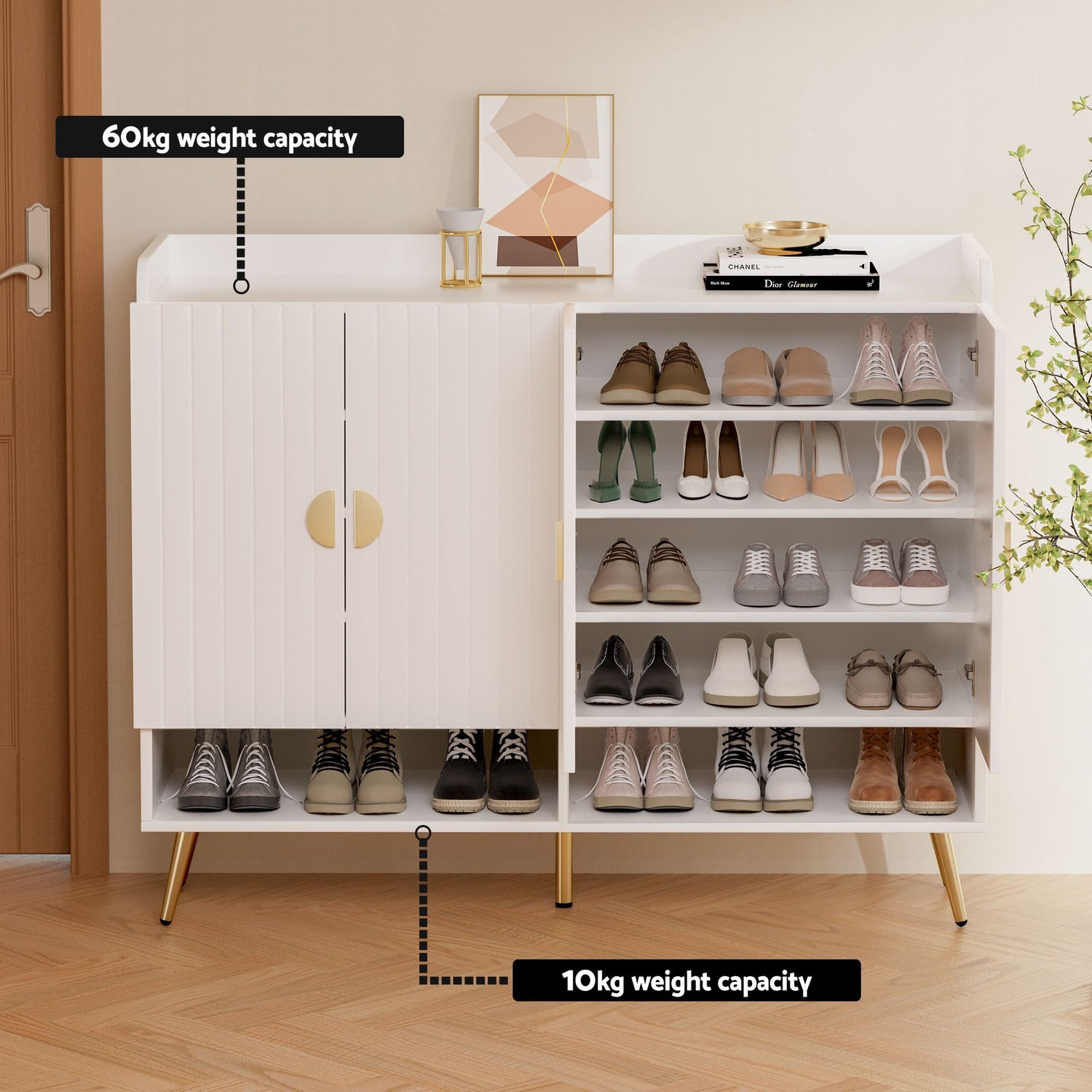 Artiss Shoe Cabinet Bench Set Adjustable Shelf Hallway Living Room White